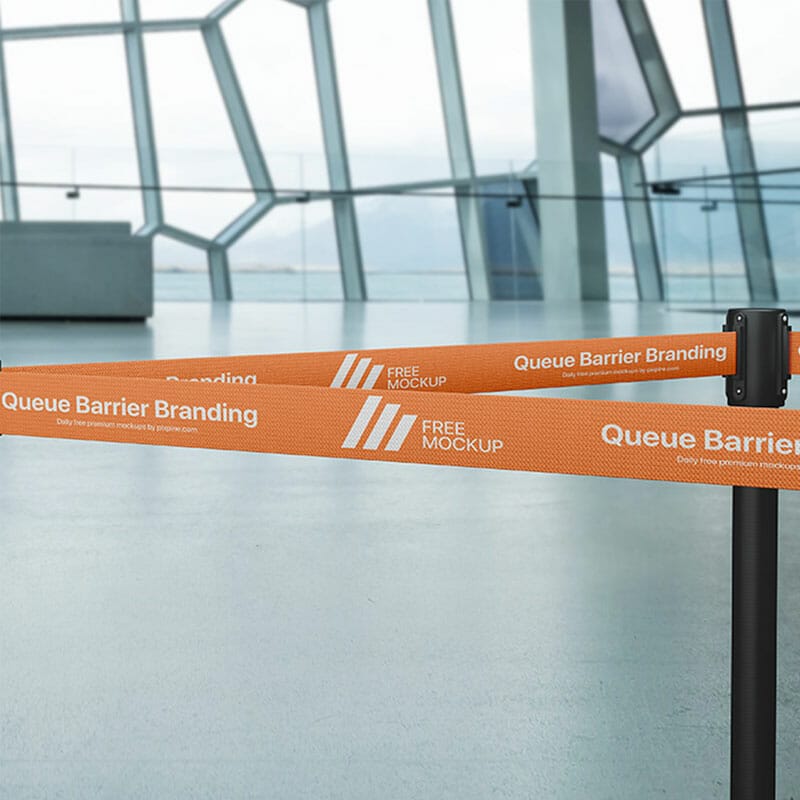 Free Queue Barrier Branding Mockup PSD