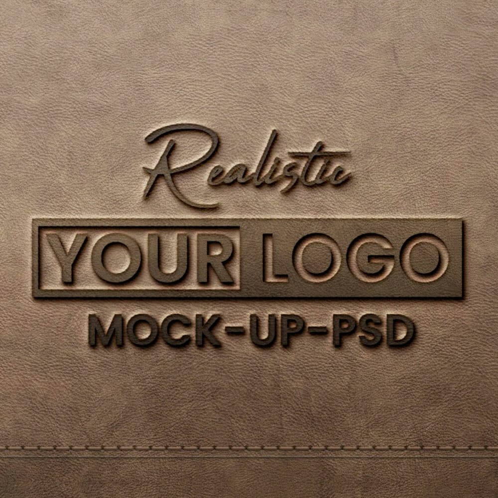 Free Realistic Leather Pressed Logo Mockup PSD
