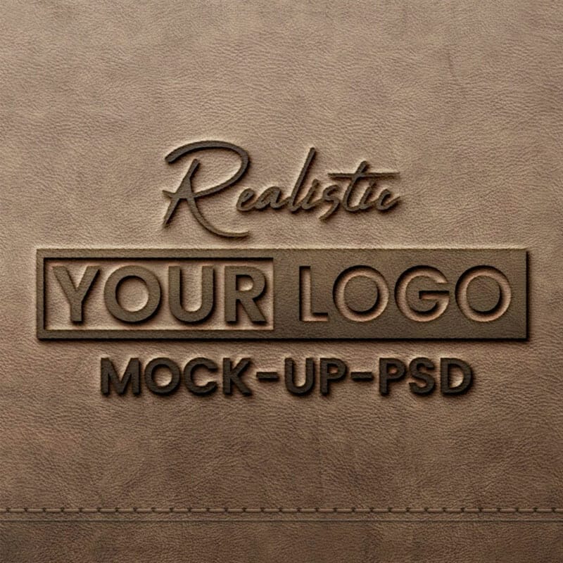 Free Realistic Leather Pressed Logo Mockup PSD