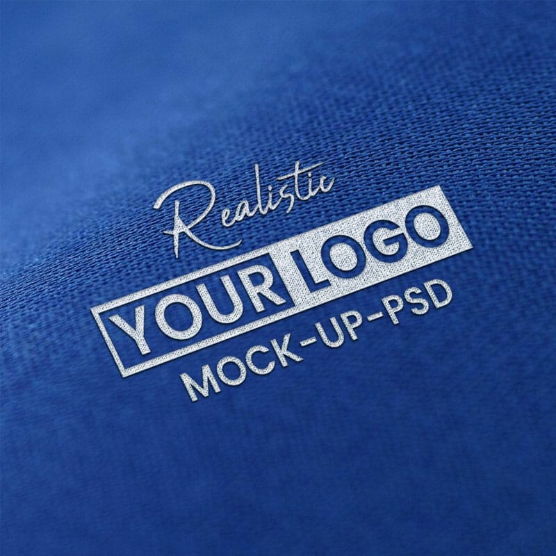 Free Realistic Logo Mockup On Blue Fabric PSD » CSS Author