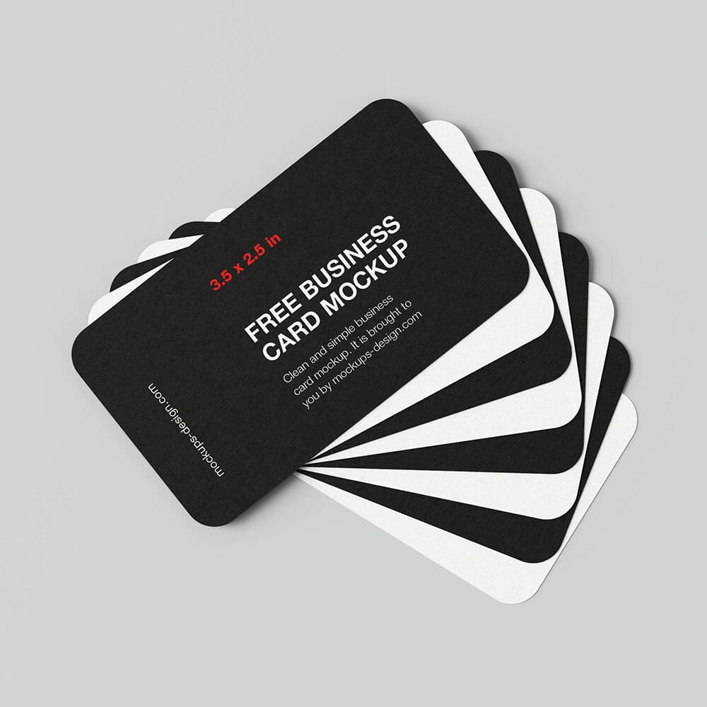 Free Rounded 3,5×2 In Rounded Business Card Mockup