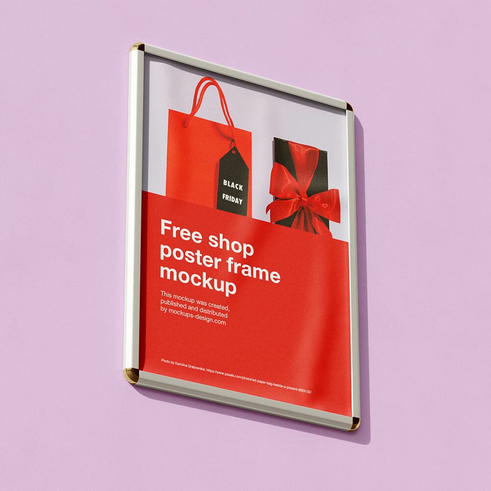 Free Shop Poster Frame Mockup PSD
