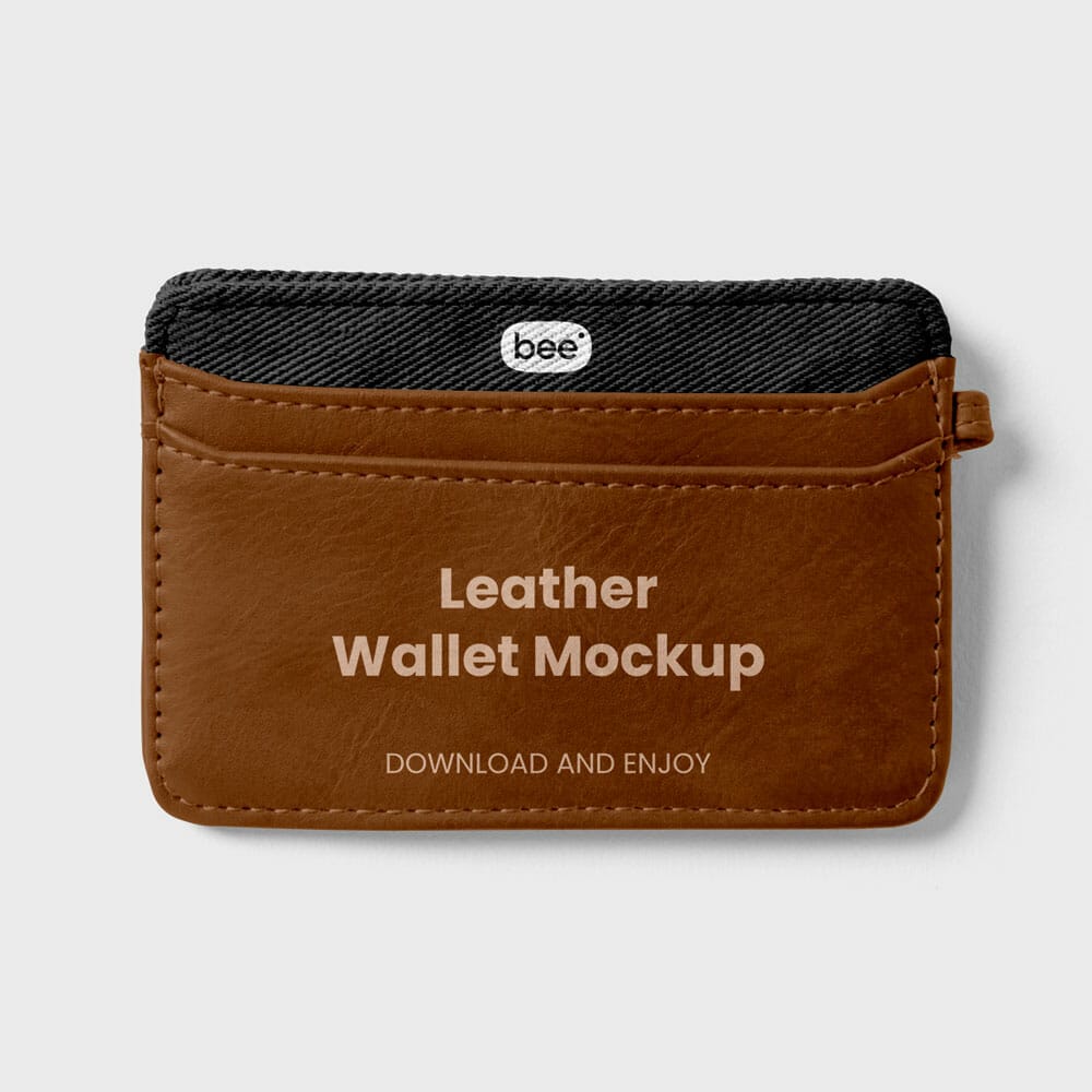 Free Small Leather Wallet Mockup PSD