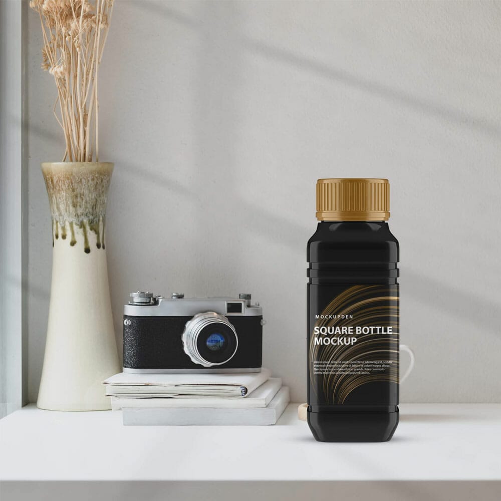 Free Square Bottle Mockup PSD Template
