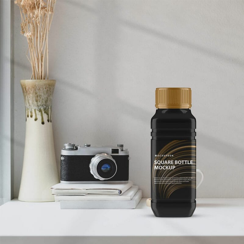 Free Square Bottle Mockup PSD Template