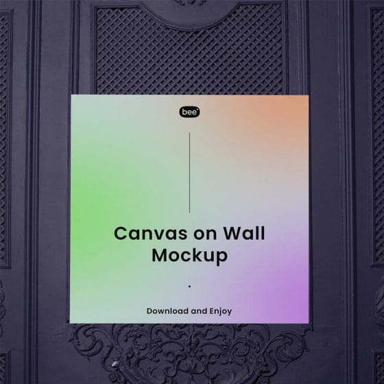 Free Square Canvas On Wall Mockup PSD