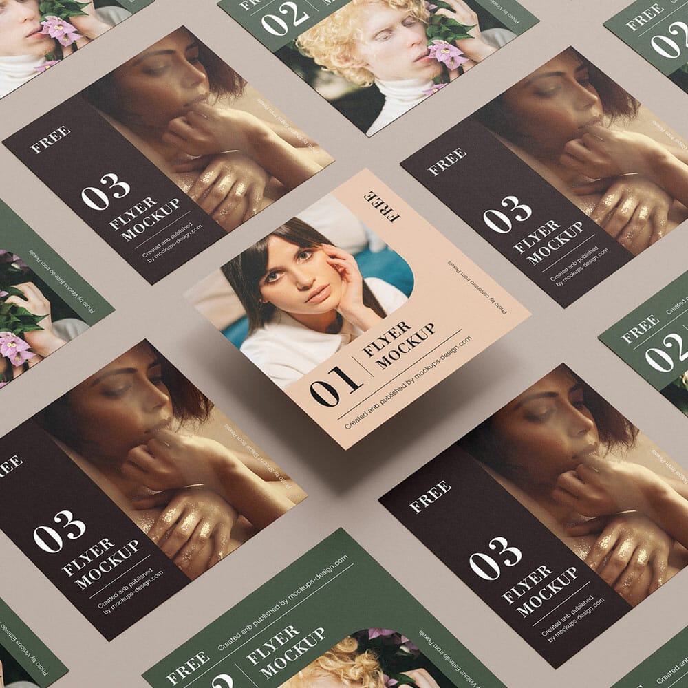 Free Square Flyers Grid Mockup PSD