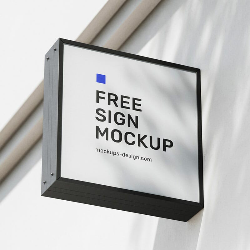 Free Square Street Sign Mockup PSD
