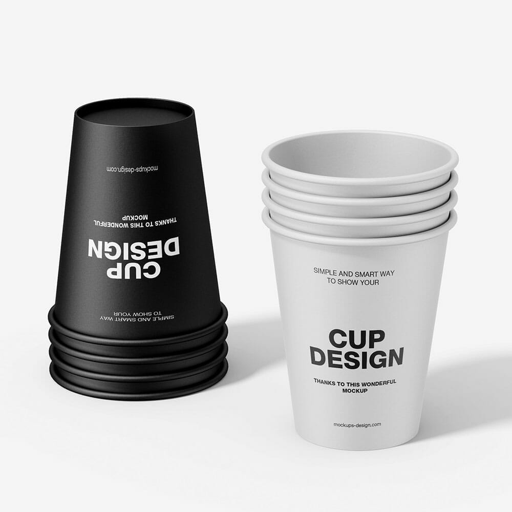 Free Stacked Paper Cups Mockup PSD
