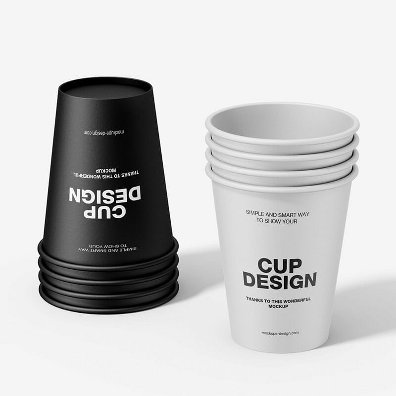 Free Stacked Paper Cups Mockup PSD
