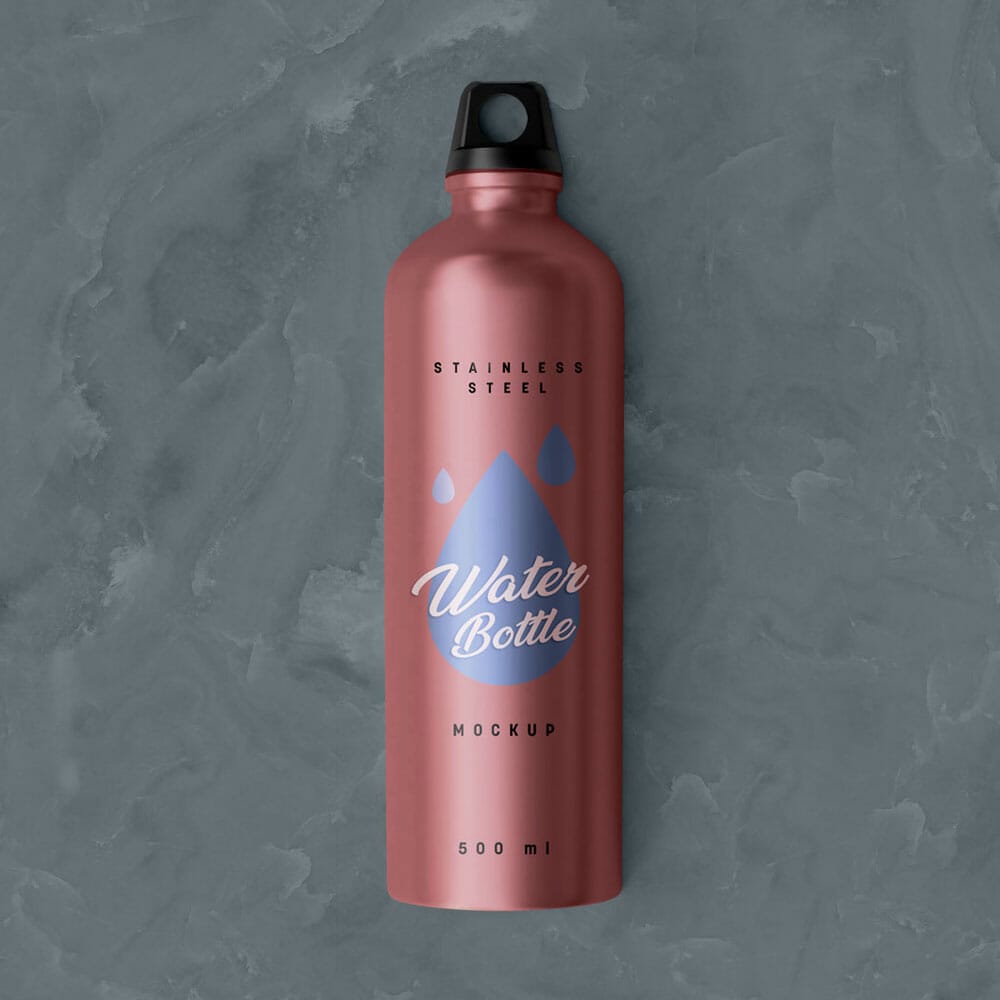 Free Stainless Steel Water Bottle Mockup PSD