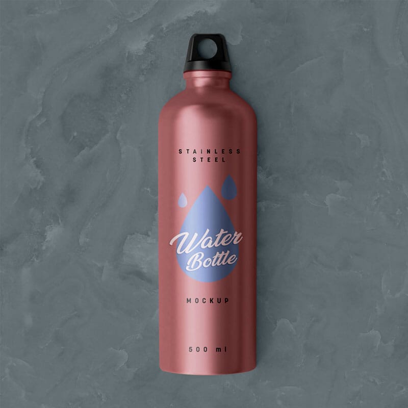 Free Stainless Steel Water Bottle Mockup PSD » CSS Author