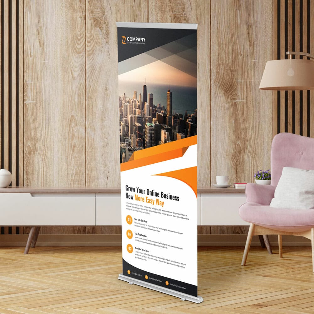 Free Stand Banner Mockup PSD Template