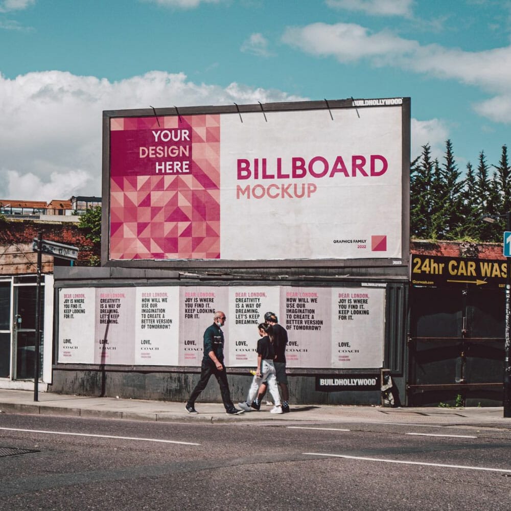 Free Street Billboard Mockup PSD