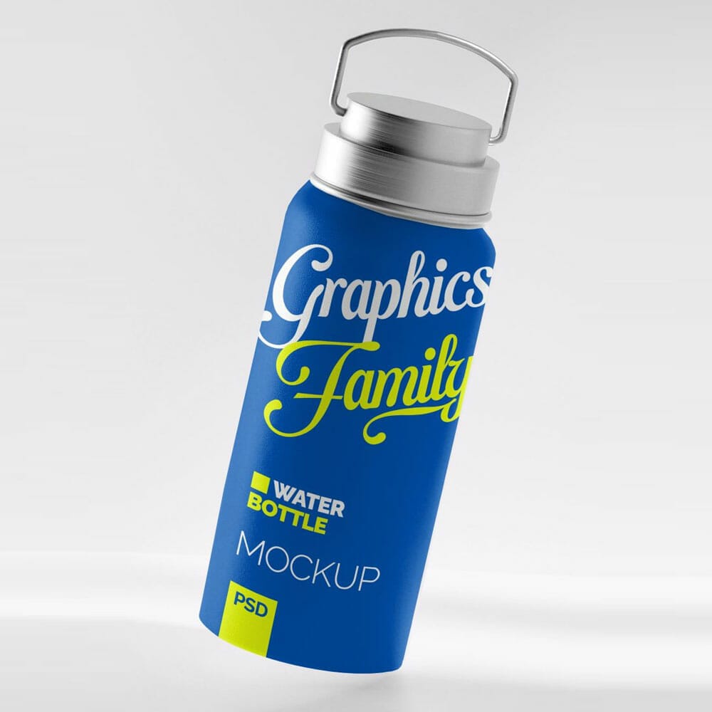 Free Thermal Water Bottle Design Mockup PSD