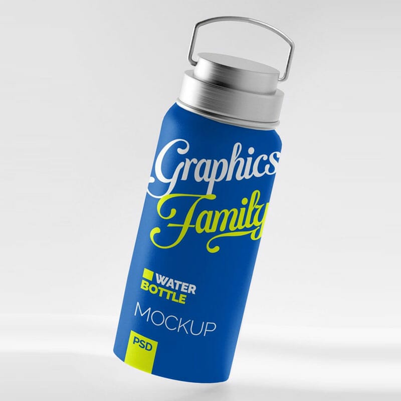 Free Thermal Water Bottle Design Mockup PSD