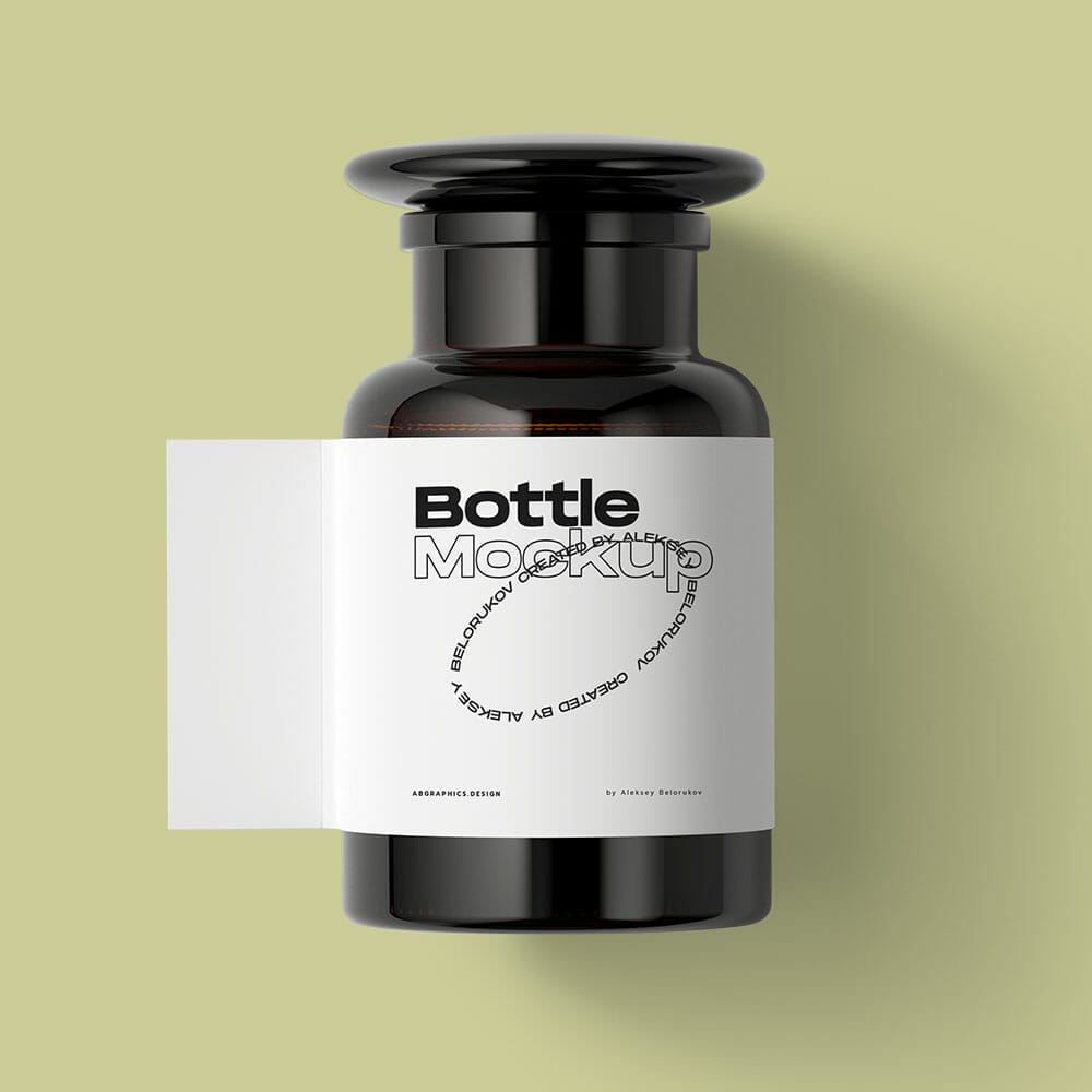 Free Top View Bottle Mockup PSD