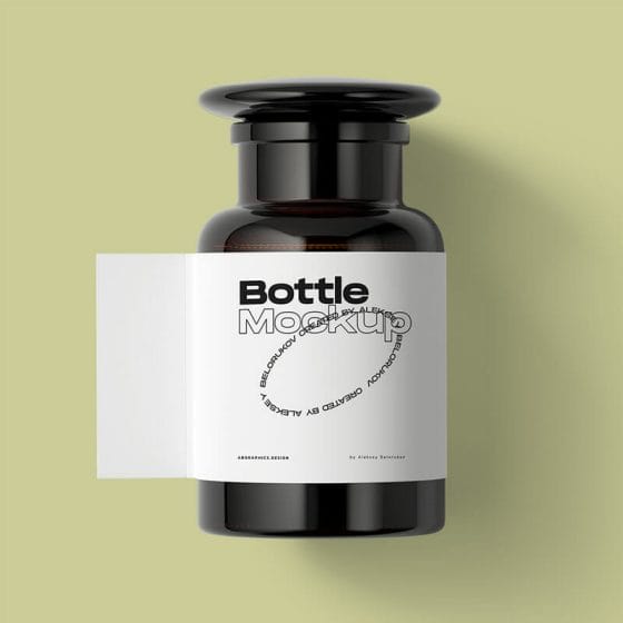 Free Top View Bottle Mockup PSD