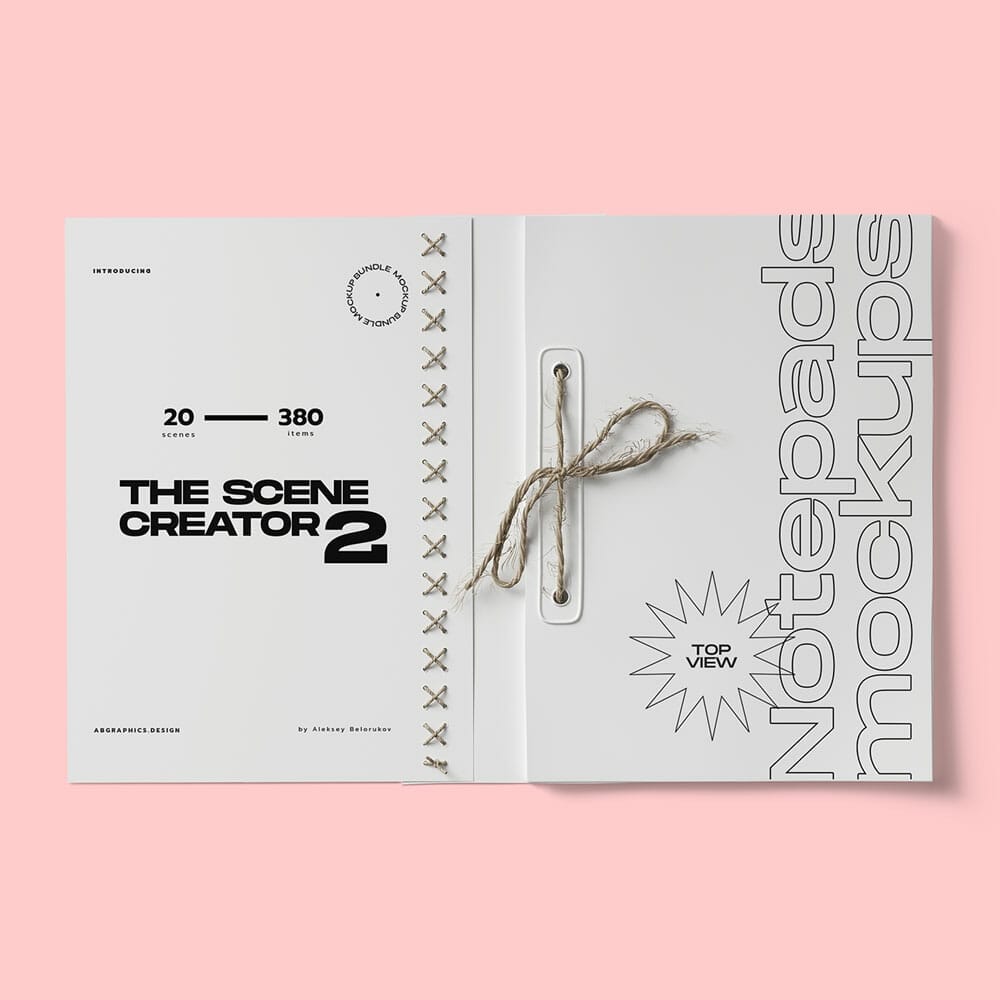 Free Top View Open Notepad With Rope Mockup PSD » CSS Author