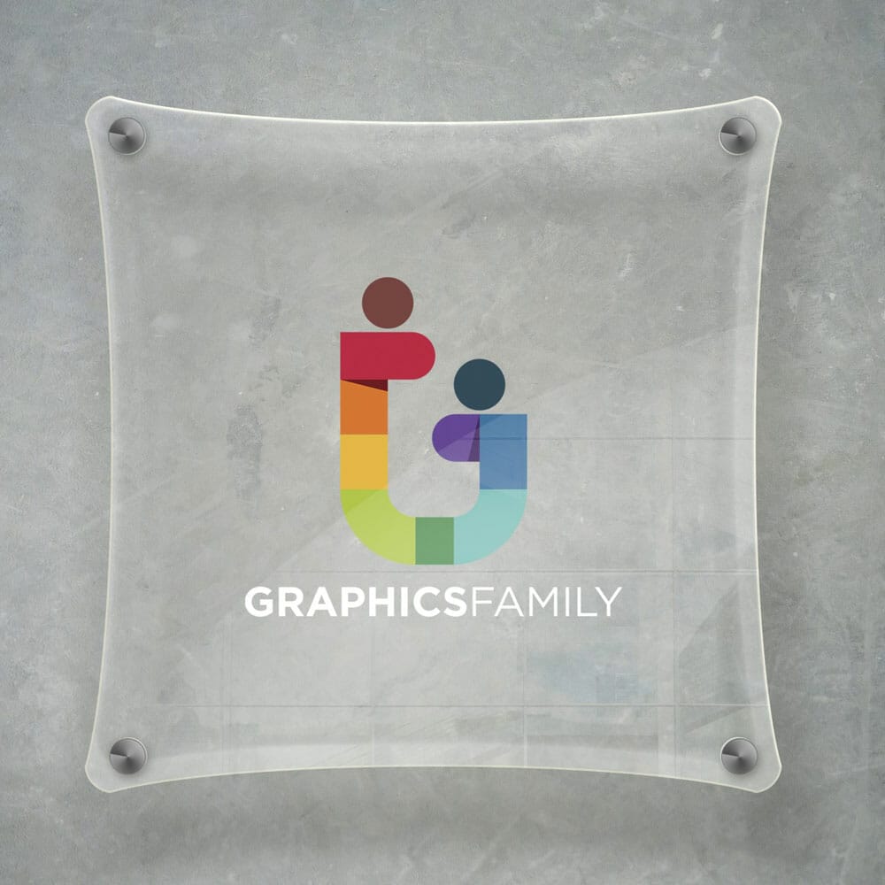 Free Transparent Glass Plate Sign Mockup PSD