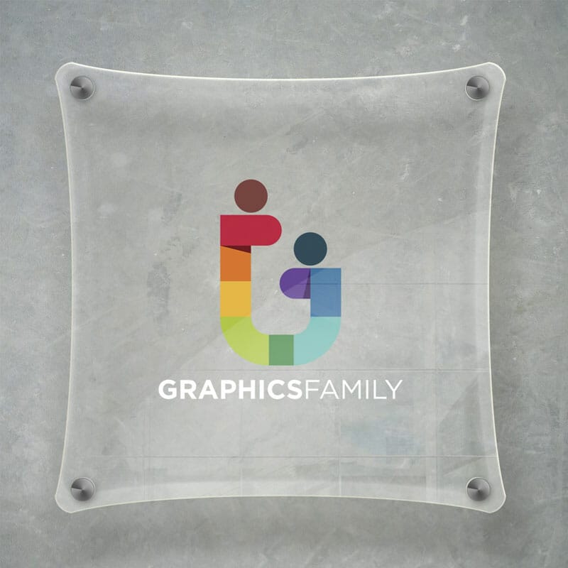 Free Transparent Glass Plate Sign Mockup PSD
