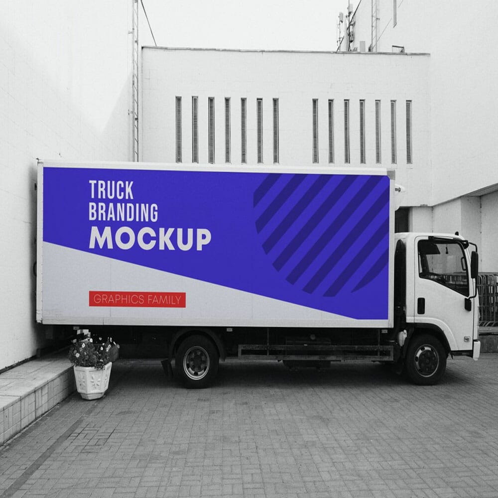 Free Truck Branding Mockup PSD