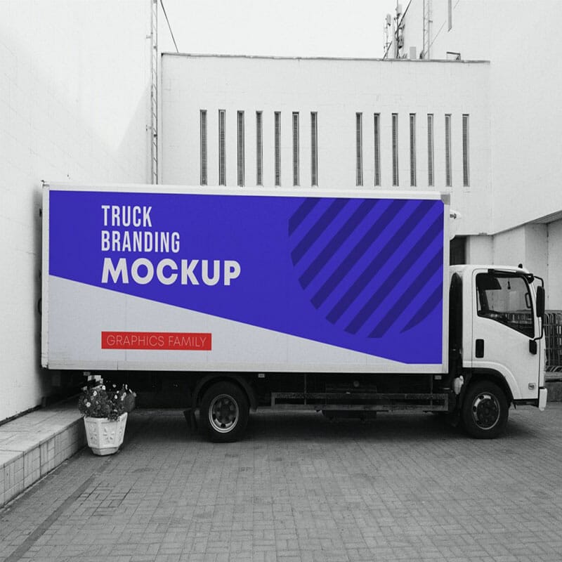 Free Truck Branding Mockup PSD