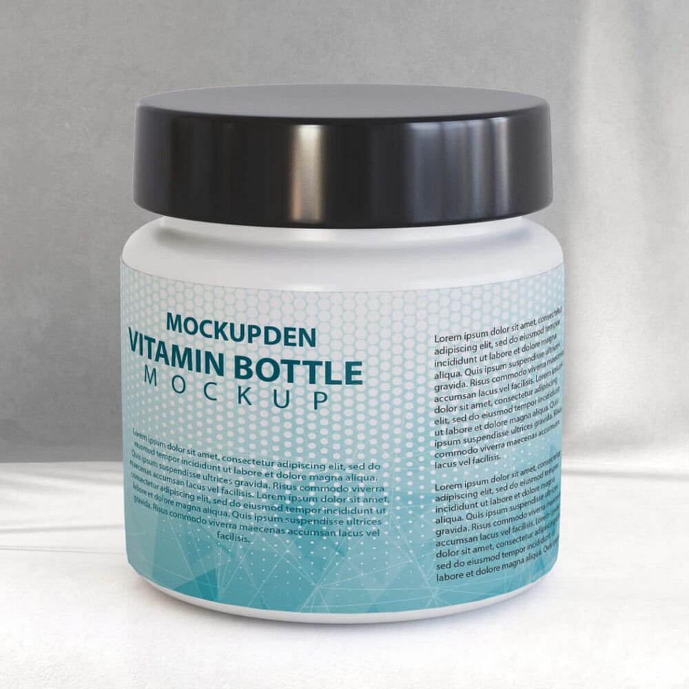 Free Vitamin Bottle Mockup PSD Template