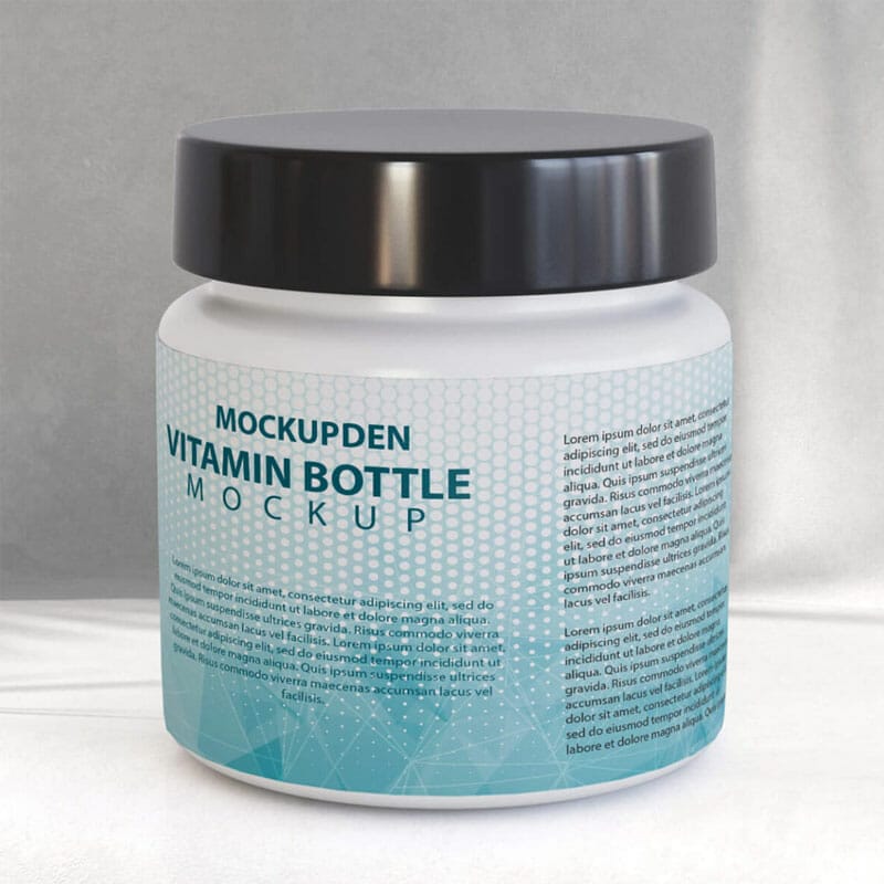 Free Vitamin Bottle Mockup PSD Template