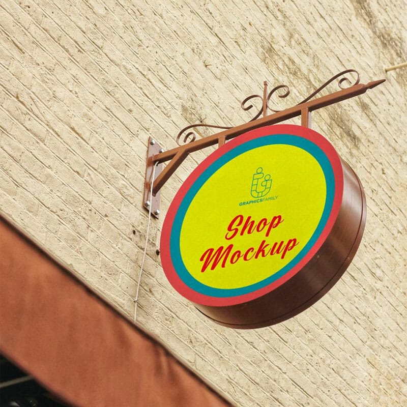 Free Wall Signboard Design Mockup PSD