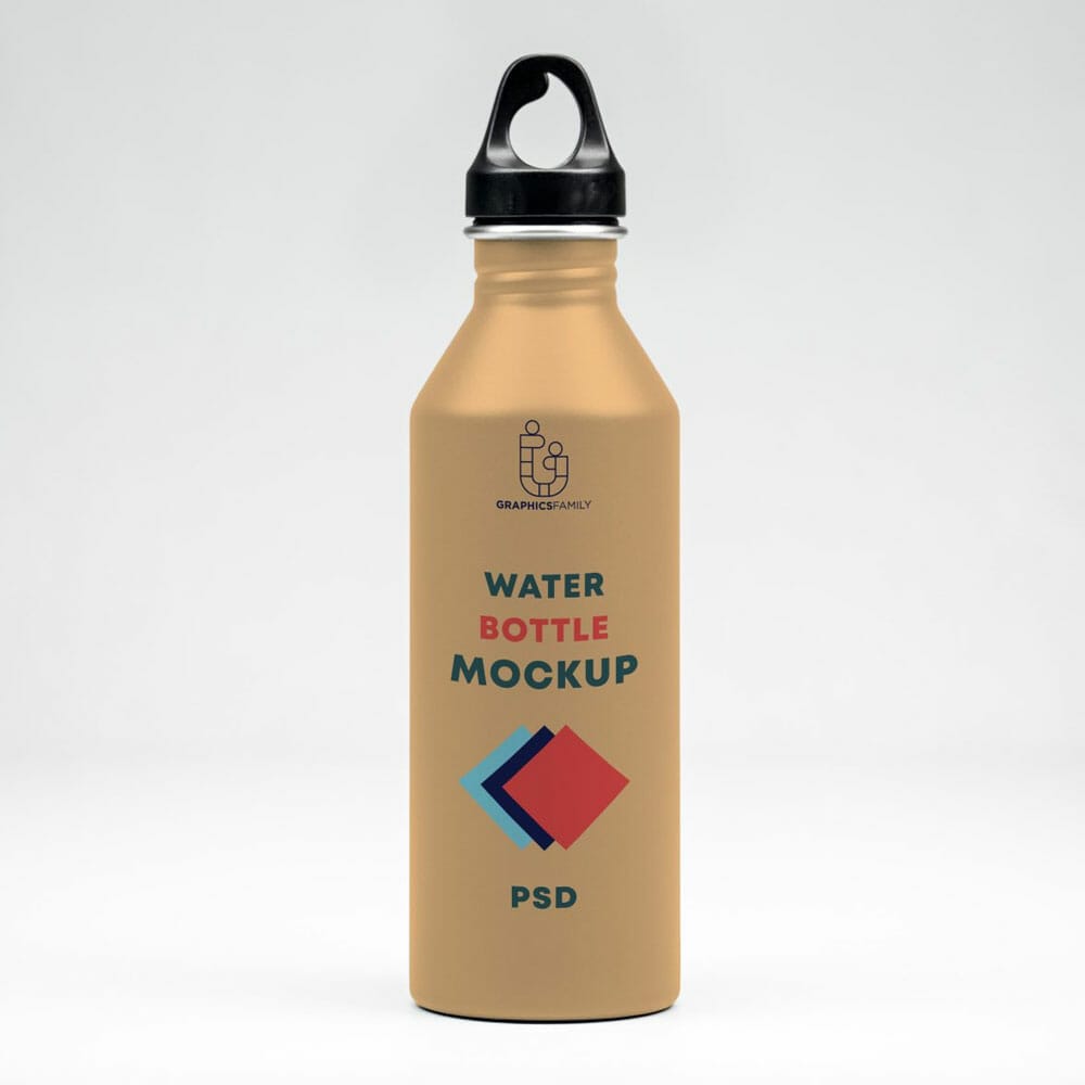 Free Water Bottle Design Mockup PSD