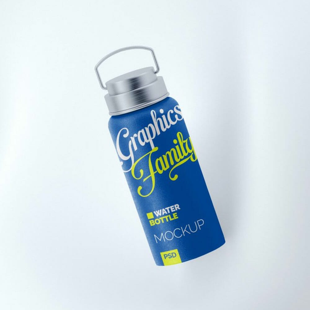 Free Water Bottle Design Mockup PSD