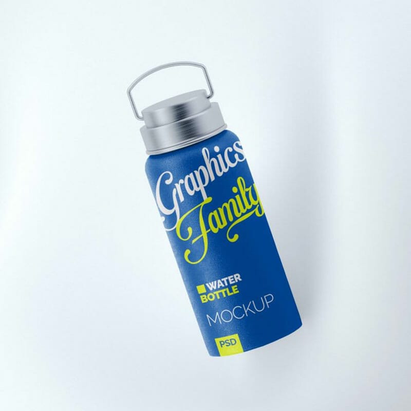 Free Water Bottle Design Mockup PSD