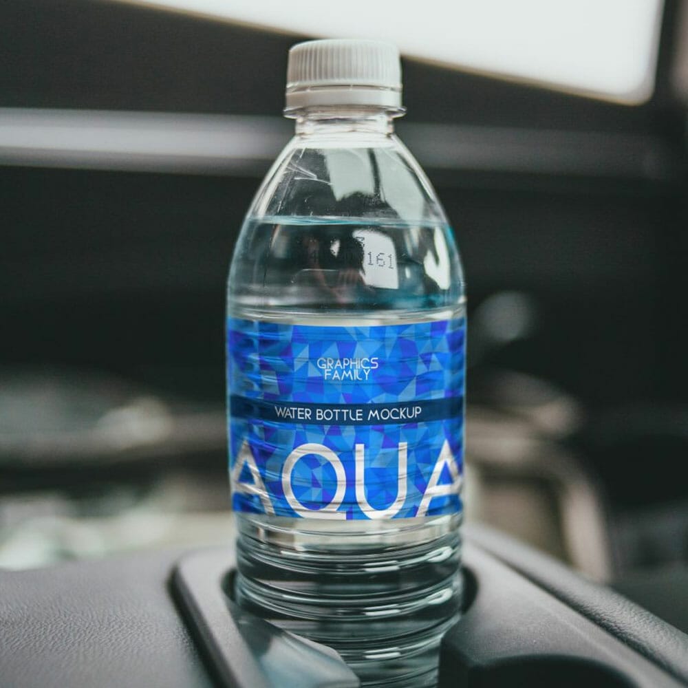 Free Water Bottle Label Mockup PSD