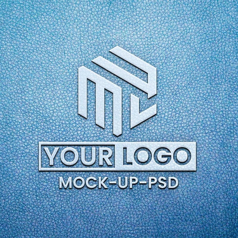 Free White Logo Mockup On Blue Leather PSD » CSS Author