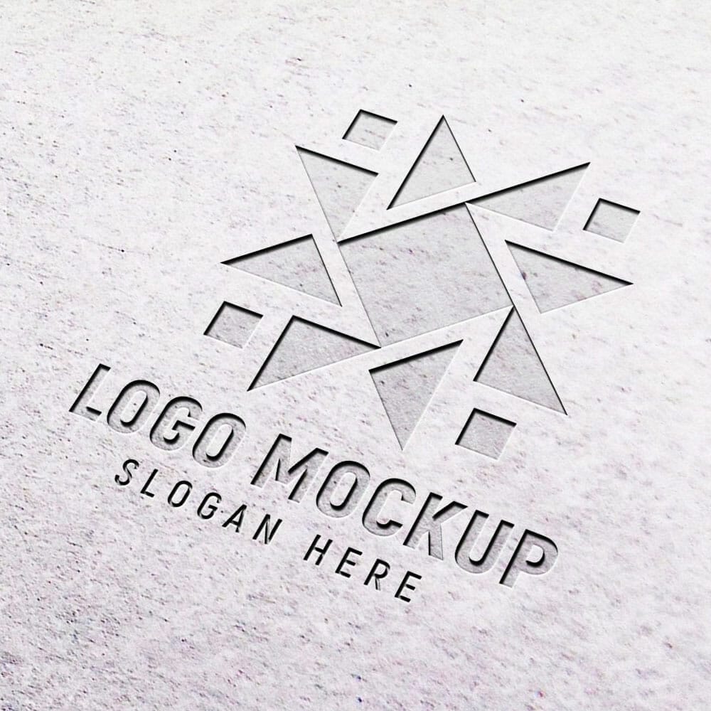 Free White Paper Pressed Logo Mockup PSD