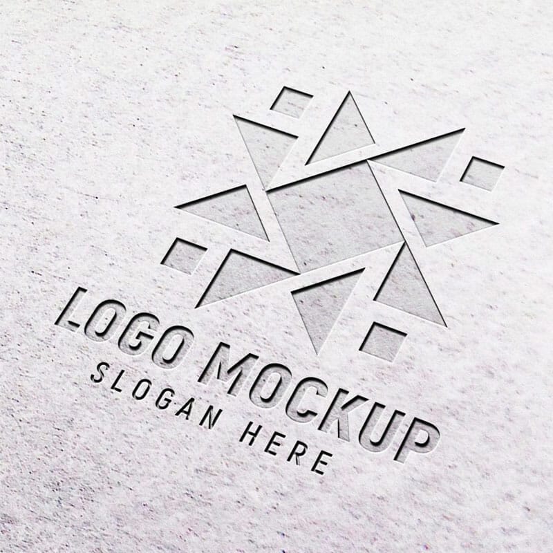 Free White Paper Pressed Logo Mockup PSD