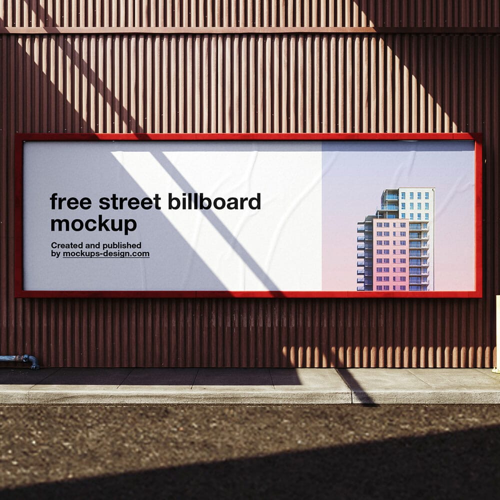 Free Wide Street Billboard Mockup PSD