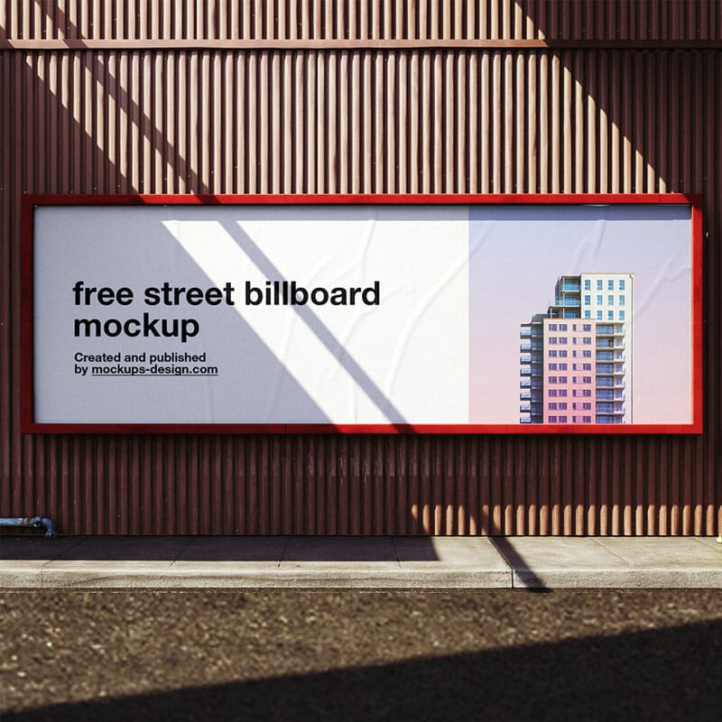 Free Wide Street Billboard Mockup PSD