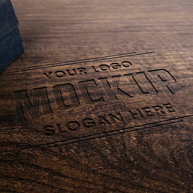 Free Wood Engraved 3D Logo Mockup PSD
