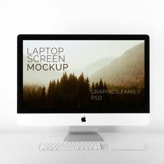 Free iMac Screen Design Mockup PSD