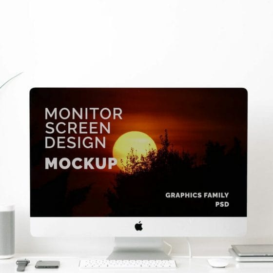 Free iMac Screen Minimal Mockup PSD