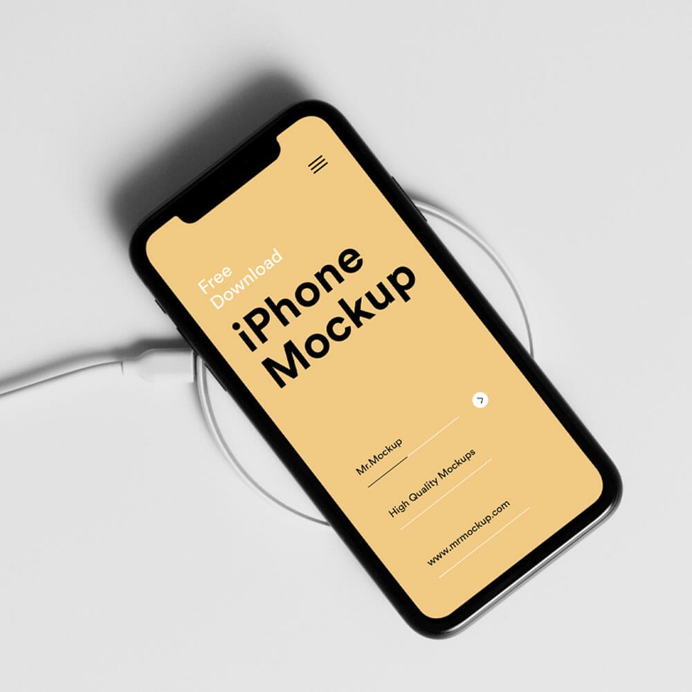 Free iPhone On Charger Mockup PSD