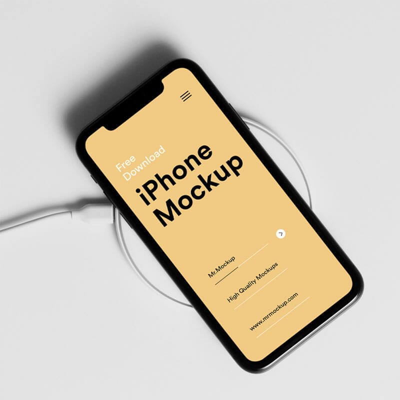 Free iPhone On Charger Mockup PSD