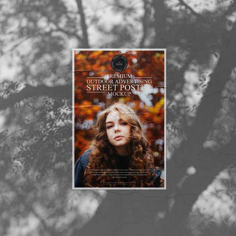 Premium Outdoor Advertising Street Poster Mockup PSD