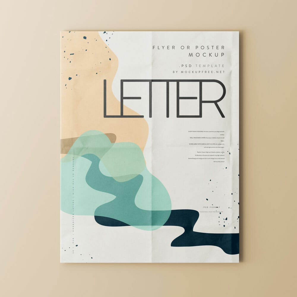 US Letter Size Flyer Or Poster Mockup PSD
