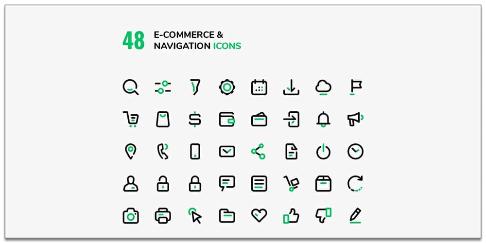 E-commerce and Navigation Vector Icons