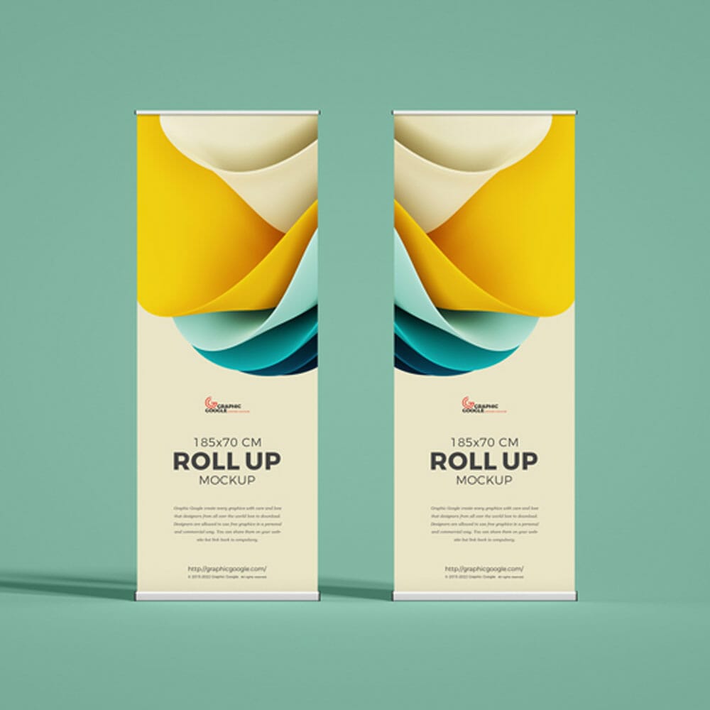 Free 185cm x 70cm Roll Up Mockup PSD