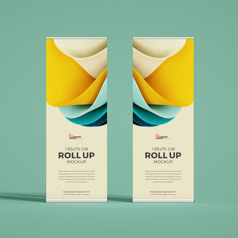 Free 185cm x 70cm Roll Up Mockup PSD