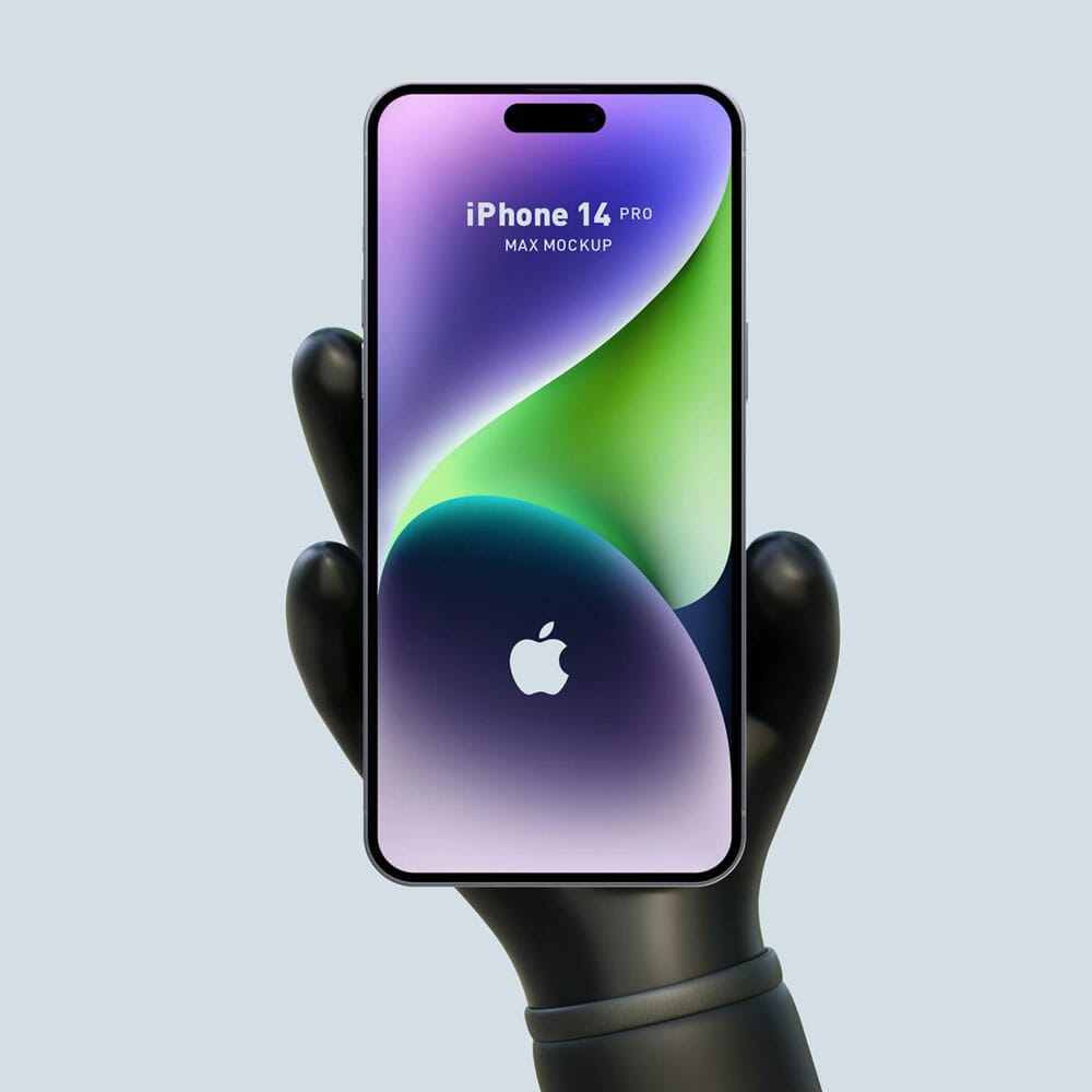 Free 3D Hand iPhone 14 Pro Max Mockup PSD